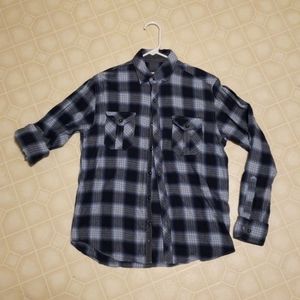 Michael Brandon blue flannel button up with convertible sleeves mens size Small